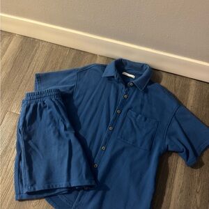 OAK + FORT Navy Button-Up Set